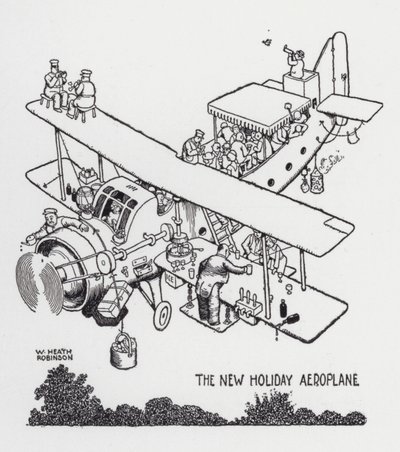 Het Nieuwe Vakantie Vliegtuig door William Heath Robinson