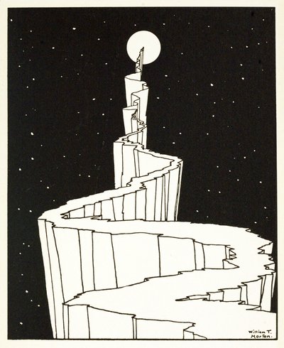 Het pad naar de maan, uit Een boek met afbeeldingen, uitgegeven 1898 (gravure) door William Heath Robinson