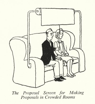 Het Voorstel Scherm voor Het Doen van Voorstellen in Drukke Kamers door William Heath Robinson