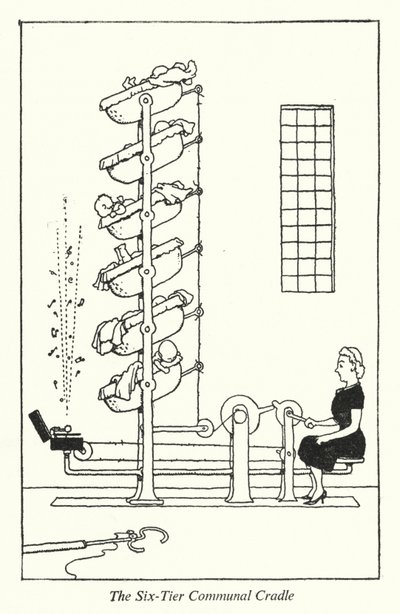 De zeslaagse gemeenschappelijke wieg door William Heath Robinson