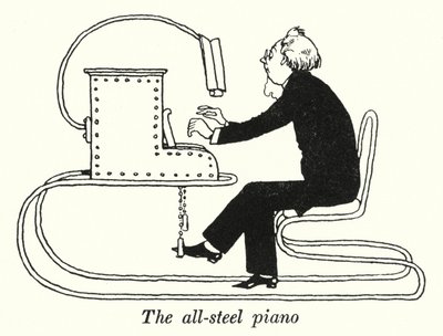 De volledig stalen piano door William Heath Robinson