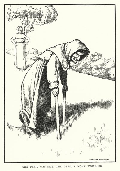 De duivel was ziek, de duivel zou een monnik zijn door William Heath Robinson