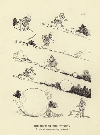 Het gat in de sporran, een verhaal van oplopende rente door William Heath Robinson