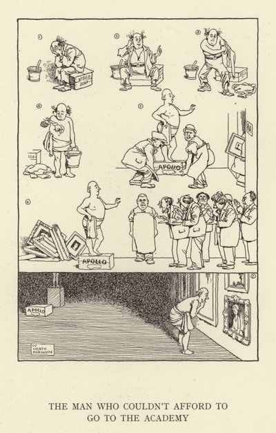 De man die het zich niet kon veroorloven om naar de academie te gaan door William Heath Robinson