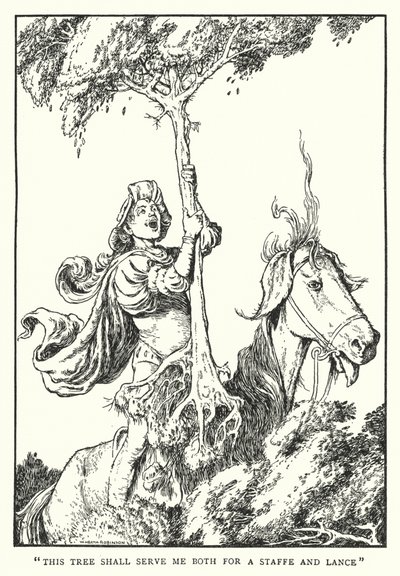 "Deze boom zal mij zowel als staf als lans dienen" door William Heath Robinson