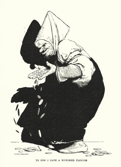 Aan één gaf ik honderd florijnen (litho) door William Heath Robinson