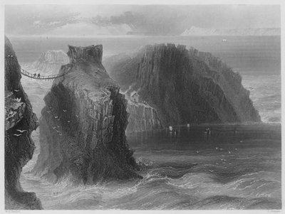 Carrick a Rede, County Antrim (gravure) door William Henry (after) Bartlett