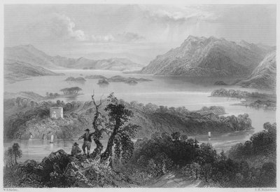 Hazlewood en Lough Gill, Sligo (gravure) door William Henry (after) Bartlett