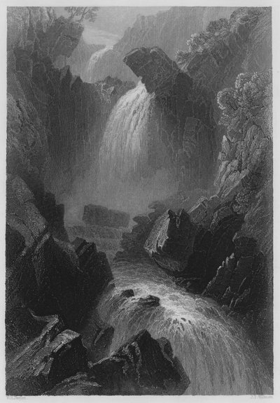 Hoofd van de Duivels Glen, County Wicklow (gravure) door William Henry (after) Bartlett