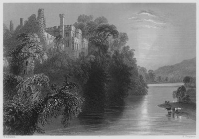 Lismore Kasteel, County Waterford (gravure) door William Henry (after) Bartlett