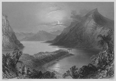 Lough Ina, Connemara (gravure) door William Henry (after) Bartlett