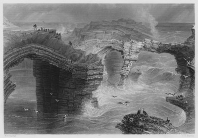 Natuurlijke Bruggen, nabij Kilkee (gravure) door William Henry (after) Bartlett