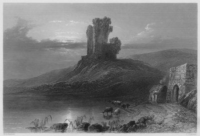 Restanten van Kilcolman Castle door William Henry (after) Bartlett