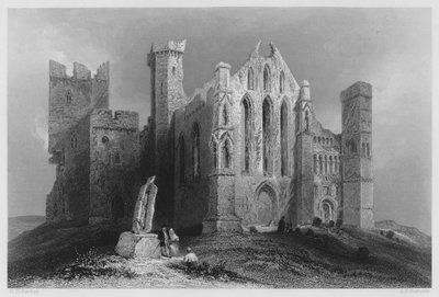 Ruïnes bij Cashel, vanuit het Zuiden door William Henry (after) Bartlett