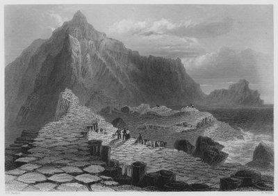 Scène op de Giants Causeway, County Antrim (gravure) door William Henry (after) Bartlett