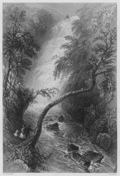 Torc-waterval door William Henry (after) Bartlett