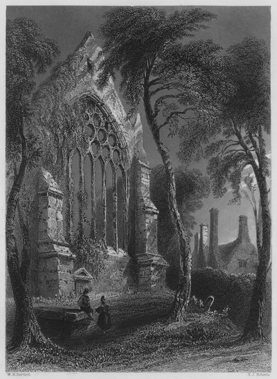 Youghall Abbey, de residentie van Sir Walter Raleigh door William Henry (after) Bartlett