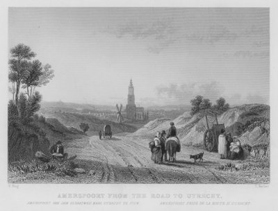 Amersfoort vanaf de Weg naar Utrecht door William Henry Bartlett