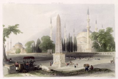 Een Egyptische obelisk in de Atmeidan, of Hippodroom, Istanbul, gegraveerd door G.K. Richardson, c.1850 door William Henry Bartlett