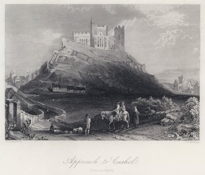 Benadering van Cashel, vanuit het Noorden door William Henry Bartlett