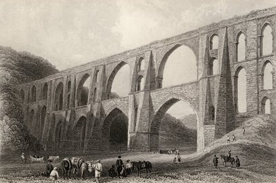Aquaduct van keizer Valens, nabij Pyrgo, Turkije, gegraveerd door R. Wallis door William Henry Bartlett