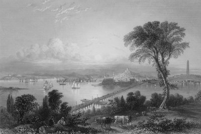 Boston en Bunker Hill (vanuit het oosten) door William Henry Bartlett