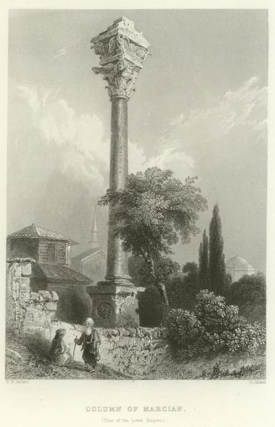 Zuil van Marcian, Constantinopel door William Henry Bartlett