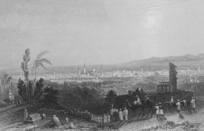 Damascus, van boven Salahyeh door William Henry Bartlett