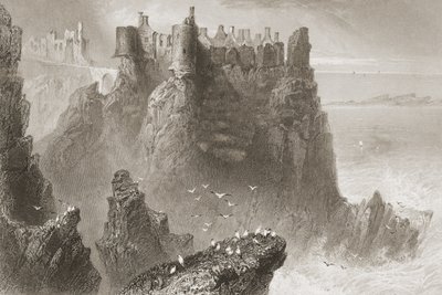Kasteel Dunluce, County Antrim, Noord-Ierland, uit 