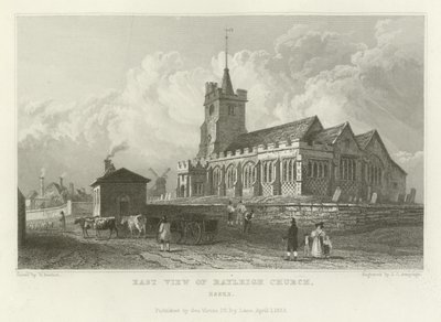 Oostelijk uitzicht op Rayleigh Church, Essex door William Henry Bartlett