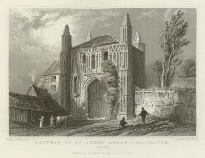 Poort van de abdij van St. John, Colchester, Essex door William Henry Bartlett