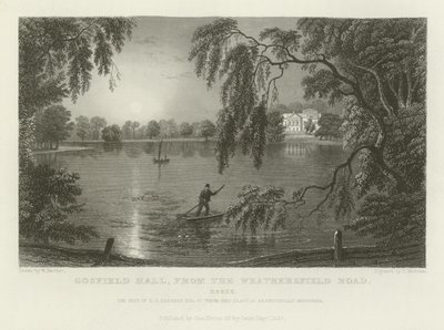 Gosfield Hall, vanaf de Weathersfield Road, Essex, het landgoed van E.G. Barnard, Esquire door William Henry Bartlett
