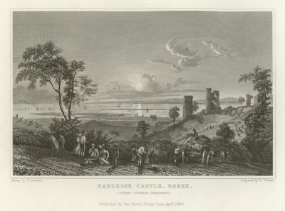 Hadleigh Castle, Essex, kijkend naar Sheerness door William Henry Bartlett