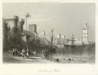 Haven van Rhodos door William Henry Bartlett