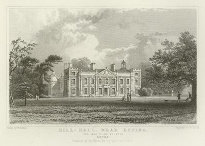Hill-Hall, nabij Epping, de zetel van Sir William Smyth, Essex door William Henry Bartlett