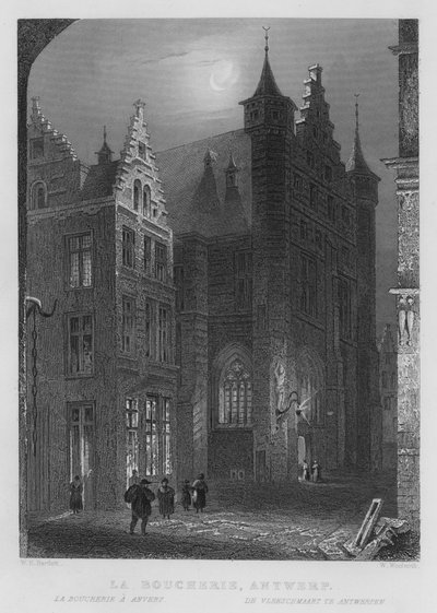 La Boucherie, Antwerpen door William Henry Bartlett