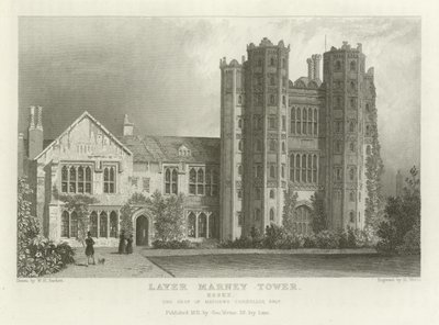 Layer Marney Tower, Essex, het landgoed van Mathews Corsellis, Esquire door William Henry Bartlett