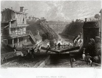 Lockport, Erie Kanaal door William Henry Bartlett