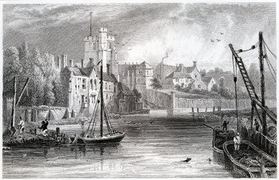 Maidstone vanaf het water, Kent, 1832 door William Henry Bartlett