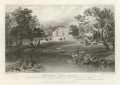 Mistley Hall, Essex, Residentie van de Zeer Eerwaarde Charles Manners Sutton, Spreker van het Lagerhuis door William Henry Bartlett