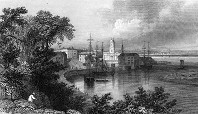 Mistley Quay, nabij Harwich, Essex, gegraveerd door John Rogers, 1832 door William Henry Bartlett