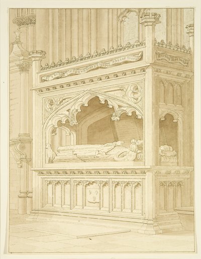Monument voor William Canynges in St Mary Redcliffe door William Henry Bartlett