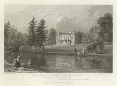 Moor Hall, nabij Harlow, Essex, het Landgoed van Thomas Perry, Esquire door William Henry Bartlett