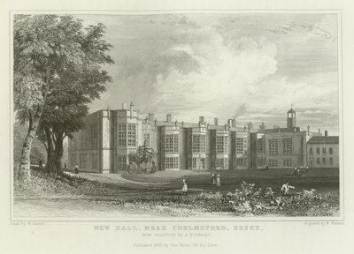 New Hall, nabij Chelmsford, Essex, nu bezet als een Klooster door William Henry Bartlett