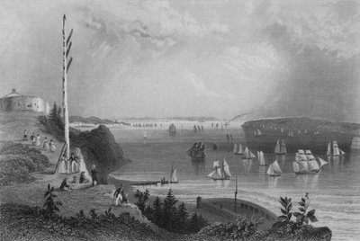 New York Bay, vanaf het Telegraafstation door William Henry Bartlett