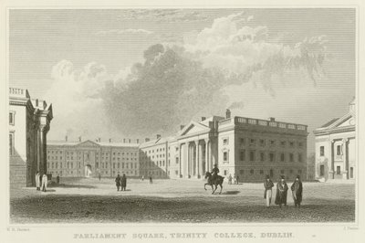 Parlementsplein in Dublin door William Henry Bartlett