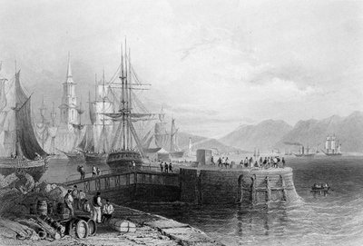 Port Glasgow, gegraveerd door J.W. Appleton, 1841 (gravure) door William Henry Bartlett