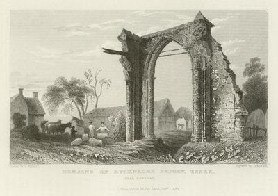 Overblijfselen van Bycknacre Priory, Essex, nabij Danbury door William Henry Bartlett