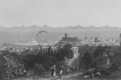 Rhodos, vanaf de hoogten, nabij de villa van Sir Sidney Smith door William Henry Bartlett
