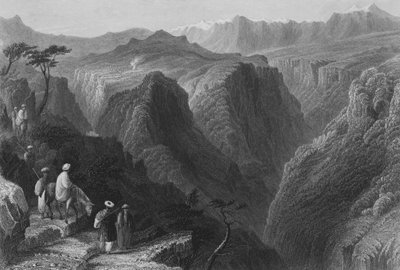Scène in de Berg Libanon, boven de Vallei van de Kadesha, of Heilige Vallei door William Henry Bartlett